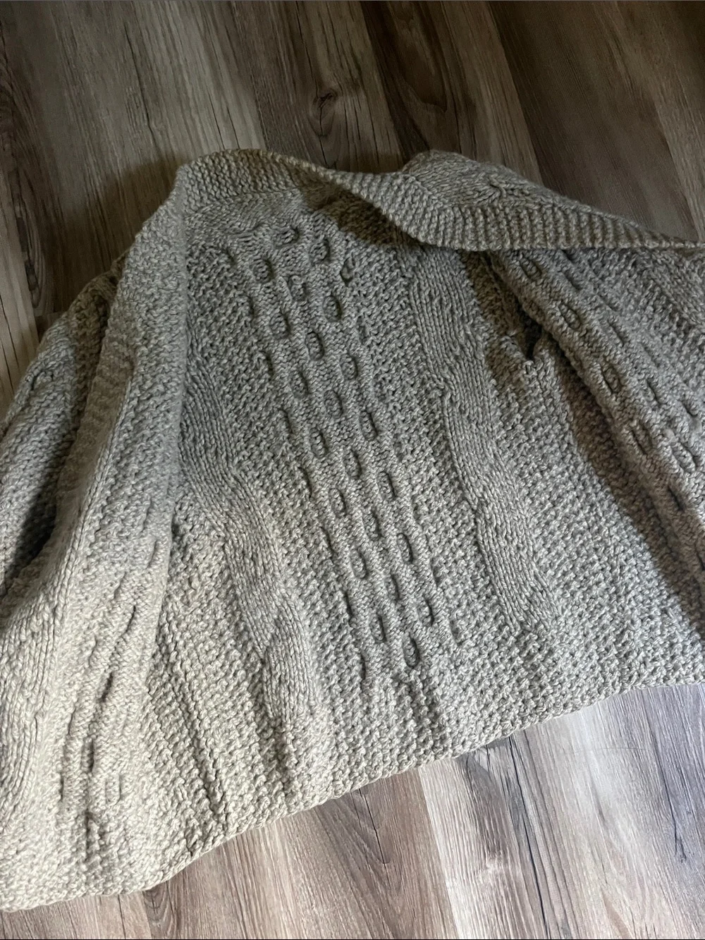 100% wool handmade Cable-Knit Shawl Collar unisex size small men, medium women